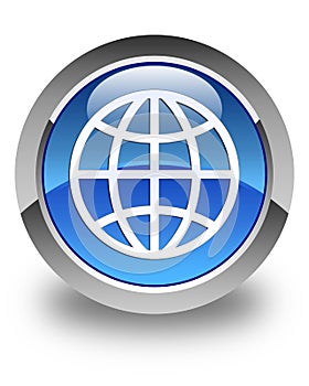 World icon glossy blue round button