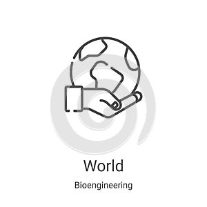 world icon vector from bioengineering collection. Thin line world outline icon vector illustration. Linear symbol for use on web