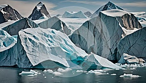 World of icy majesty where towering icebergs dominate the landscape