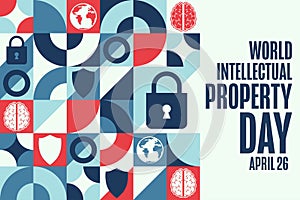 World Intellectual Property Day. April 26. Holiday concept. Template for background, banner, card, poster with text