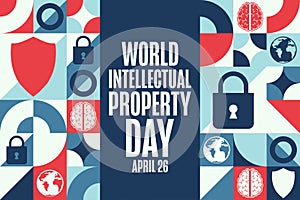 World Intellectual Property Day. April 26. Holiday concept. Template for background, banner, card, poster with text