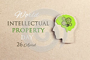 World Intellectual Property Day, april 26. Poster with silhouette human head