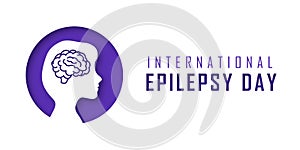 World International Epilepsy Day. White banner with a silhouette of a girl. Vector illustration in paper cut style