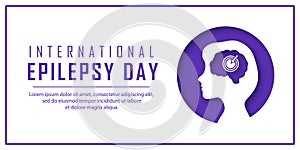 World International Epilepsy Day. White banner with a silhouette of a girl. Vector illustration in paper cut style