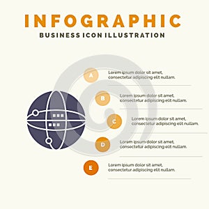 World, Internet, Computing, Globe Infographics Presentation Template. 5 Steps Presentation