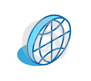 World isometric icon. Global, map, globe 3D line style symbol.