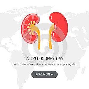 World kidney day concept in flat style