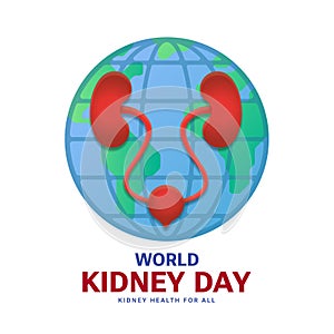 World kidney day - Red kidney sign in circle globe world vector design