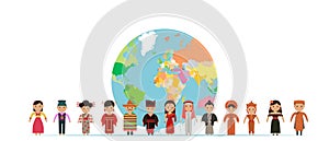 World kids. International friendship day! Vector illustration of diverse Children around the planet