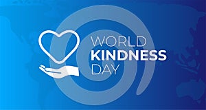 World Kindness Day Blue Illustration Background with Hand and Heart