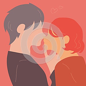 World Kissing day. Couple of lovers. Kiss of a guy and a girl. Valentine\'s Day. Couple flat design