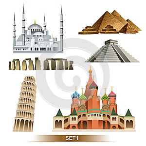 World Landmark icon set / vector