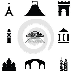 World landmarks icon set