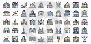 World Landmarks Isolated Vector Icons Set that can easily modify or edit