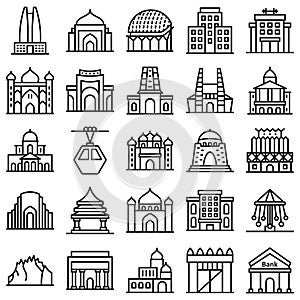 World Landmarks Isolated Vector Icons Set that can easily modify or edit