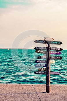 World Landmarks Signpost