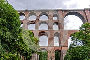 World largest railway viaduct named Goeltzschtalbruecke near Netzschkau town. Germany