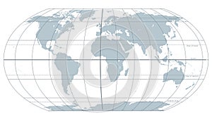 World most important circles of latitudes and longitudes, gray map photo