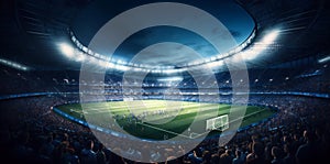 world light soccer sport goal stadium game football green arena. Generative AI.