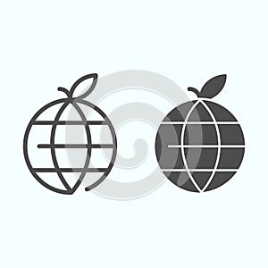 The world line and glyph icon. Planet Earth vector illustration isolated on white. Globe outline style design, designed