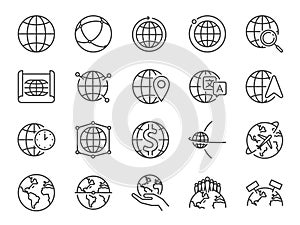 World line icon set. Included icons as globe, map, global, international, map and more.