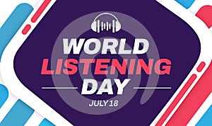 World Listening Day background design with headphone and typography design