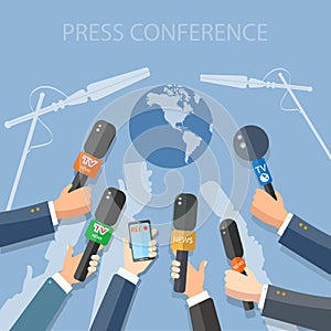 World live news report press hands of journalists photo