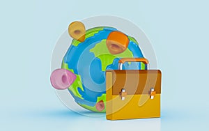 World location briefcase earth natural global processing