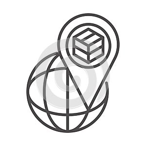World location cardboard box cargo shipping related delivery line style icon