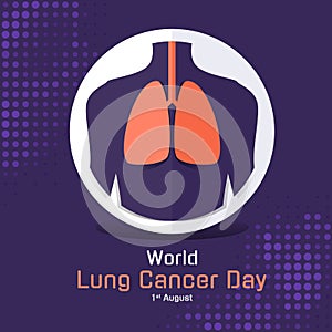 World lung cancer day banner with orange and purple lung human in circle sign vector design