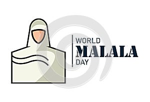 World Malala Day, 12th July, Malala Yousafzai flat abstract logo, hijab women icon, illustration vector