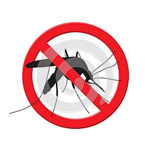 World Malaria Day, crossed out mosquito warning sign, stop malaria vector illustration