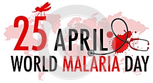 World Malaria Day logo or banner with mosquito