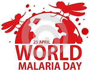 World Malaria Day logo or banner with mosquito