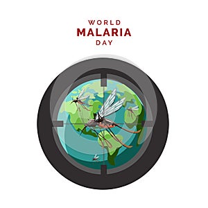 World Malaria Day vector, illustration of earth and malaria sniper target