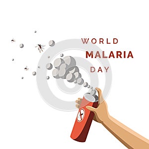 World Malaria Day vector, malaria mosquito spray illustration