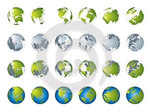 World map, 3D globe series