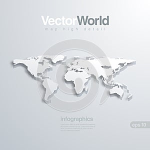 World map 3D vector illlustraion. Useful for infog