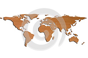 World Map in 3D and wood