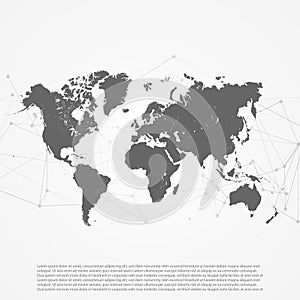 World Map with Abstract Network Mesh - Digital Internet Things o