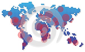 World map affected areas  vector illustration