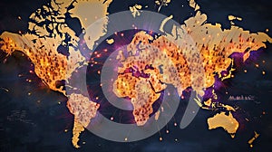 World map armageddon explosions background. Generative AI