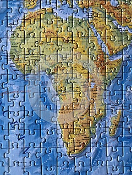 World Map as a jigsaw puzzle. Africa