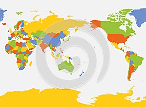 World map - Asia, Australia and Pacific Ocean centered