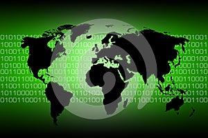 World map - binary code