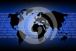 World map - binary code