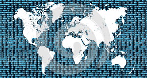 World map with Binary numbers as background