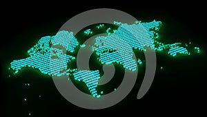 World map with binary numbers as texture