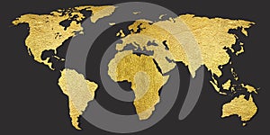 World map on black background with texture design photo