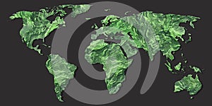 World map on black background with texture design photo